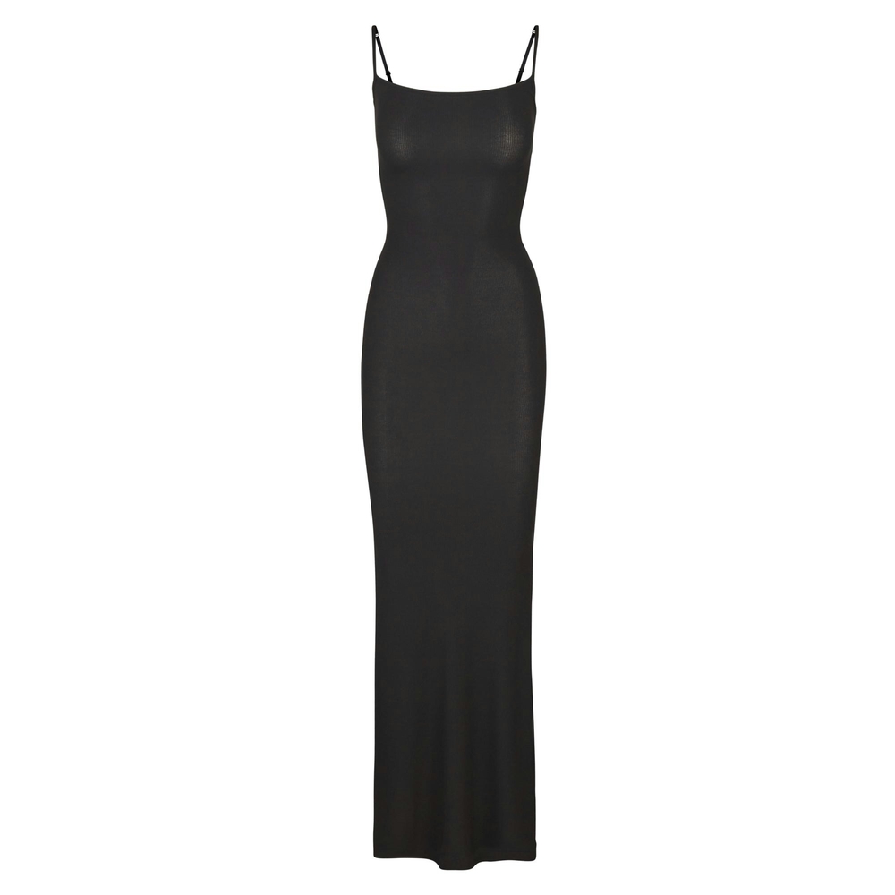 😍SKIMS! Elegant Black Maxi Slip Dress Size Large - Picture 2 of 6